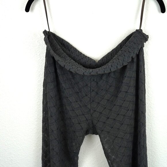 Free People Black Knit Crochet Bell Bottom Pants Women’s XS Boho Flare Scallop H - Picture 2 of 9